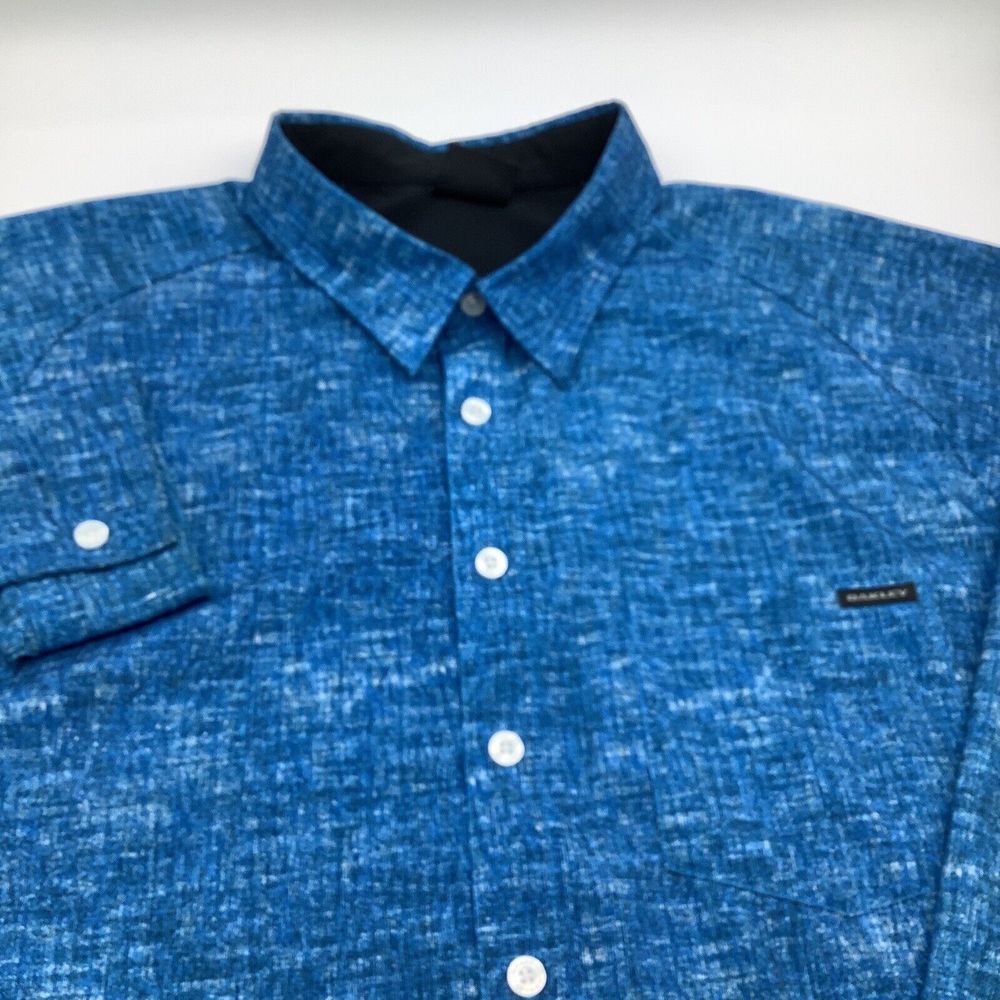 Oakley Mens Long Sleeve Button‎ Up Shirt Blue Size XXL
